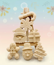 Load image into Gallery viewer, Handmade vegan Christmas shaped vegan soaps gift boxed. crafted with natural French clays, activated charcoal and essential oils. a eco-friendly, zero waste gift that’s cruelty-free, skin-nourishing, and perfect for gifting. small business UK
