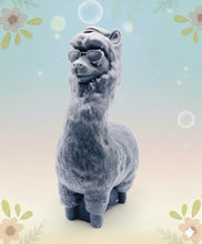 Load image into Gallery viewer, Handmade vegan soaps featuring a llama or alpaca wearing sunglasses wrapped in beautiful eco friendly packaging crafted with natural French clays, activated charcoal and essential oils. a eco-friendly, zero waste gift that’s cruelty-free, skin-nourishing, and perfect for alpaca or llama gifts and animal themed gifts. small business UK