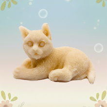 Load image into Gallery viewer, Handmade vegan soaps featuring a lazy cat, in beautiful eco friendly packaging. crafted with natural French clays, activated charcoal and essential oils. a eco-friendly, zero waste gift that’s cruelty-free, skin-nourishing, the perfect gift for cat lovers or for animal lovers. small business UK