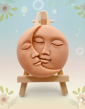 Load image into Gallery viewer, Handmade vegan soaps featuring a sun and moon. crafted with natural French clays, activated charcoal and essential oils. a eco-friendly, zero waste gift that’s cruelty-free, skin-nourishing, and perfect for moon lovers. friendship gifts and mothers day gifts. small business UK wrapped in beautiful eco friendly packaging.
