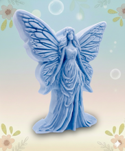 Load image into Gallery viewer, Handmade vegan soaps featuring a large detailed fairy and packed in beautiful eco friendly packaging crafted with natural French clays, activated charcoal and essential oils. a eco-friendly, zero waste gift that’s cruelty-free, skin-nourishing, and perfect for fairy lovers and whimsical themed gifts. small business UK