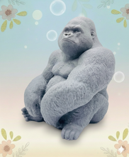 Load image into Gallery viewer, Handmade vegan soaps featuring a huge detailed gorilla soap gift boxed in beautiful eco friendly packaging crafted with natural French clays, activated charcoal and essential oils. a eco-friendly, zero waste gift that’s cruelty-free, skin-nourishing, and perfect for gorilla lovers, gifts for him and animal themed gifts. small business UK