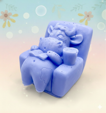 Load image into Gallery viewer, Handmade vegan cow sleeping on the sofa with book and coffee, shaped vegan soaps gift boxed. crafted with natural French clays, activated charcoal and essential oils. a eco-friendly, zero waste gift that’s cruelty-free, skin-nourishing, and perfect for animal lovers and gifting. small business UK