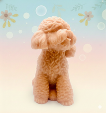 Load image into Gallery viewer, Handmade vegan soaps featuring a large detailed cockapoo dog wrapped in beautiful eco friendly packaging crafted with natural French clays, activated charcoal and essential oils. a eco-friendly, zero waste gift that’s cruelty-free, skin-nourishing, and perfect gift for cockapoo owners, dog lovers and animal themed gifts. small business UK