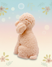 Load image into Gallery viewer, Handmade vegan soaps featuring a large detailed cockapoo dog wrapped in beautiful eco friendly packaging crafted with natural French clays, activated charcoal and essential oils. a eco-friendly, zero waste gift that’s cruelty-free, skin-nourishing, and perfect gift for cockapoo owners, dog lovers and animal themed gifts. small business UK