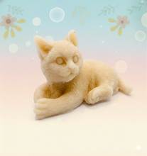 Load image into Gallery viewer, Handmade vegan soaps featuring a lazy cat, in beautiful eco friendly packaging. crafted with natural French clays, activated charcoal and essential oils. a eco-friendly, zero waste gift that’s cruelty-free, skin-nourishing, the perfect gift for cat lovers or for animal lovers. small business UK