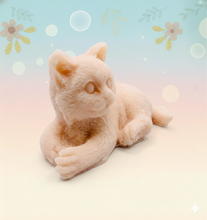 Load image into Gallery viewer, Handmade vegan soaps featuring a lazy cat, in beautiful eco friendly packaging. crafted with natural French clays, activated charcoal and essential oils. a eco-friendly, zero waste gift that’s cruelty-free, skin-nourishing, the perfect gift for cat lovers or for animal lovers. small business UK