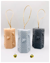 Load image into Gallery viewer, Handmade vegan soaps featuring a gorgeous bee and honeycomb design soap on a rope. crafted with natural French clays, activated charcoal and essential oils. a eco-friendly, zero waste gift that’s cruelty-free, skin-nourishing, and perfect for bee lovers and gifting. UK Small Business