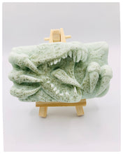 Load image into Gallery viewer, Dinosaur Gift | dinosaur Lover Gift | dragon Lover Gift | alternative Gift | Dinosaur Vegan Soap This incredible dinosaur soap is the perfect gift for any dinosaur or mystical creatures fan! All soaps are handmade fresh to order,, vegan, cruelty free and available in your choice of colour and essential oil All our soaps are made with natural clays and essential oils to gently cleanse and nourish your skin. Plus, they come in eco-friendly packaging so you can feel good about your purchase and the environment