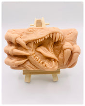Load image into Gallery viewer, Dinosaur Gift | dinosaur Lover Gift | dragon Lover Gift | alternative Gift | Dinosaur Vegan Soap This incredible dinosaur soap is the perfect gift for any dinosaur or mystical creatures fan! All soaps are handmade fresh to order,, vegan, cruelty free and available in your choice of colour and essential oil All our soaps are made with natural clays and essential oils to gently cleanse and nourish your skin. Plus, they come in eco-friendly packaging so you can feel good about your purchase and the environment