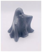 Load image into Gallery viewer, Handmade vegan soaps shaped as a cute ghost. crafted with natural French clays, activated charcoal and essential oils. a eco-friendly, zero waste gift that’s cruelty-free, skin-nourishing, and perfect for Halloween and gifting. Small business UK.