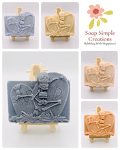 Load image into Gallery viewer, Handmade vegan soaps featuring a skeleton dancing on his RIP grave. crafted with natural French clays, activated charcoal and essential oils. a eco-friendly, zero waste gift that’s cruelty-free, skin-nourishing, and perfect for skull lovers and Halloween gifting . Small business UK