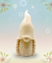 Load image into Gallery viewer, Handmade vegan soap featuring a girl gnome with long plaits packed in beautiful eco friendly packaging. crafted with natural French clays, activated charcoal and essential oils. a eco-friendly, zero waste gift that’s cruelty-free, skin-nourishing, and perfect for gnome lovers or animal themed gifts. Small business UK