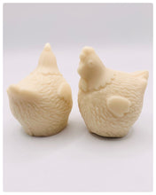 Load image into Gallery viewer, Handmade vegan chicken shaped vegan soaps, set of 2, gift boxed in beautiful eco friendly packaging. crafted with natural French clays, activated charcoal and essential oils. a eco-friendly, zero waste gift that’s cruelty-free, skin-nourishing, and perfect for animal lovers. Small Business UK