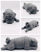 Load image into Gallery viewer, Pug gift | pug lover gift | unique pug gift | pug dog | Sleepy Pug Vegan Soap This sleepy pug soap is not only adorable but vegan, cruelty-free, and wrapped with beautiful eco-friendly packaging, it's the perfect blend of pampering and planet-friendly goodness! 
Available in your choice of colour and essential oil: