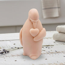 Load image into Gallery viewer, Handmade vegan soaps featuring a penguin holding a love heart packaged in beautiful eco friendly packaging. Valentine’s Day gift idea
