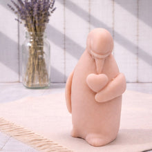 Load image into Gallery viewer, Handmade vegan soaps featuring a penguin holding a love heart packaged in beautiful eco friendly packaging. Valentine’s Day gift idea