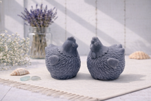 Load image into Gallery viewer, Set of two charcoal chicken / hen shaped vegan soap gift set