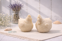 Load image into Gallery viewer, Set of two chicken / hen shaped vegan soaps, gift boxed