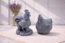 Load image into Gallery viewer, Two rooster and hen vegan soap figurines gift set