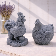 Load image into Gallery viewer, Two rooster and hen vegan soap figurines gift set