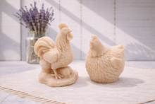 Load image into Gallery viewer, Two rooster and hen vegan soaps figurines gift set