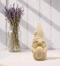 Load image into Gallery viewer, Handmade vegan soaps featuring a gorgeous gnome holding his easter egg packaged in beautiful eco friendly packaging.
