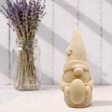 Load image into Gallery viewer, Handmade vegan soaps featuring a gorgeous gnome holding his easter egg packaged in beautiful eco friendly packaging.