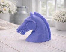 Load image into Gallery viewer, horse-shaped vegan soap gift on a farmhouse decor wooden surface with a blurred background