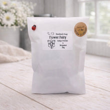 Load image into Gallery viewer, White bag labeled 'Flower Fairy' on a wooden surface with a blurred background