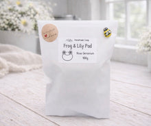 Load image into Gallery viewer, Handmade soap packaging with branding and product details on a light wooden surface.