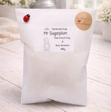 Load image into Gallery viewer, Handmade soap packaging with branding on a wooden surface