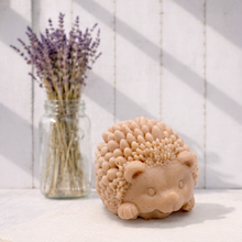 Load image into Gallery viewer, Handmade vegan soaps featuring a cute waving hedgehog, packaged in beautiful eco friendly packaging.