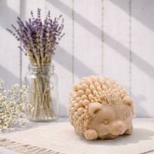 Load image into Gallery viewer, Handmade vegan soaps featuring a cute waving hedgehog, packaged in beautiful eco friendly packaging.