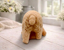 Load image into Gallery viewer, Huge highly detailed polar bear shaped vegan bar soap, handmade and resting on a rustic wooden table with floral backdrop - ideal sustainable gift idea for animal lovers