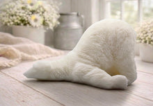 Load image into Gallery viewer, Huge highly detailed polar bear shaped vegan bar soap, handmade and resting on a rustic wooden table with floral backdrop - ideal sustainable gift idea for animal lovers