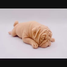 Load and play video in Gallery viewer, Pug gift | pug lover gift | unique pug gift | pug dog | Sleepy Pug Vegan Soap This sleepy pug soap is not only adorable but vegan, cruelty-free, and wrapped with beautiful eco-friendly packaging, it's the perfect blend of pampering and planet-friendly goodness! 
Available in your choice of colour and essential oil: