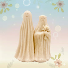 Load image into Gallery viewer, Handmade vegan soaps shaped as a ghost bride and groom. crafted with natural French clays, activated charcoal and essential oils. a eco-friendly, zero waste gift that’s cruelty-free, skin-nourishing, and perfect for Halloween weddings and gifting.
small business UK
