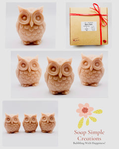 Barn Owls Vegan Soaps - Set of 3 - Gift Boxed | Owl Gift | Teacher Gift | Thank You Gift | Cute Owl Gift