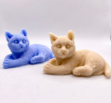 Load image into Gallery viewer, Cat gift | cat lover gift | pet gift | eco conscious gift | Lazy Cat Soap 
Looking for the perfect gift for a cat lover? This handmade vegan cat-shaped soap is made with natural ingredients, making it gentle on the skin and kind to the environment. Ideal as a novelty gift, stocking filler, or self-care treat. Whether you’re searching for a birthday gift, Christmas present, or unique bath accessory, this adorable kitten soap is a must-have for cat lovers. 
