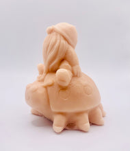 Load image into Gallery viewer, Handmade vegan soaps featuring a detailed ladybug with a gnome catching a ride on his back soap. crafted with natural French clays, activated charcoal and essential oils. a eco-friendly, zero waste gift that’s cruelty-free, skin-nourishing, and perfect for turtle lovers and gnome lover gifts. small business UK
