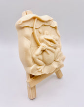 Load image into Gallery viewer, Frog Gift | cute frog gift | unique frog gift,Stocking filler, Frog &amp; Lily Pad Vegan Soap Wooden display easels are available to purchase on a separate listing  Meet our adorable Frog &amp; Lilypad soap! This charming little frog holds a lilypad leaf over his head like a tiny umbrella, hiding from the sun and ready to brighten up your day! modern gifts. handmade home style. eco conscious gifts. zero waste gift. handmade home style. modern gift ideas.
