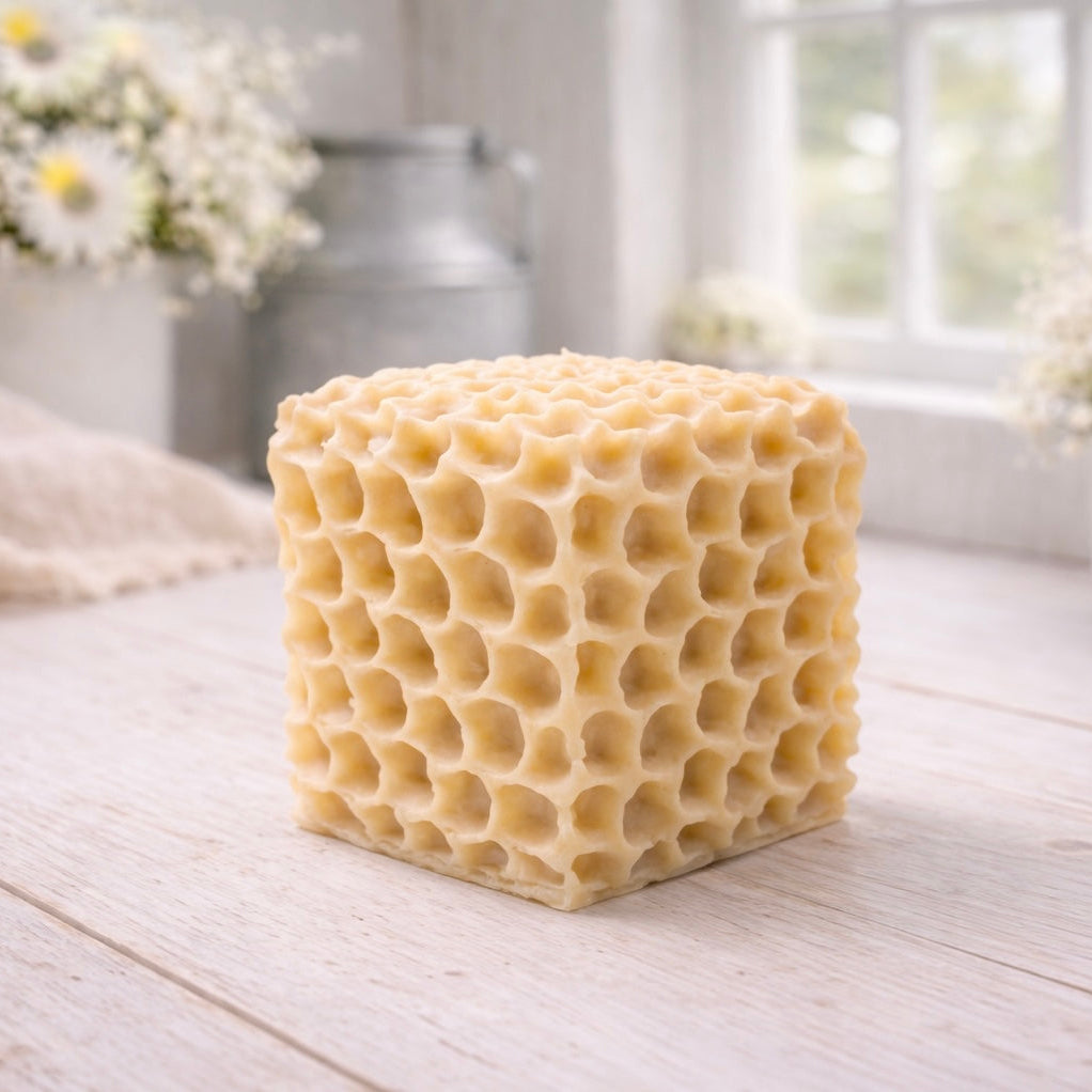 Handmade vegan soaps featuring a gorgeous honeycomb chunky design soap. crafted with natural French clays, and essential oils.