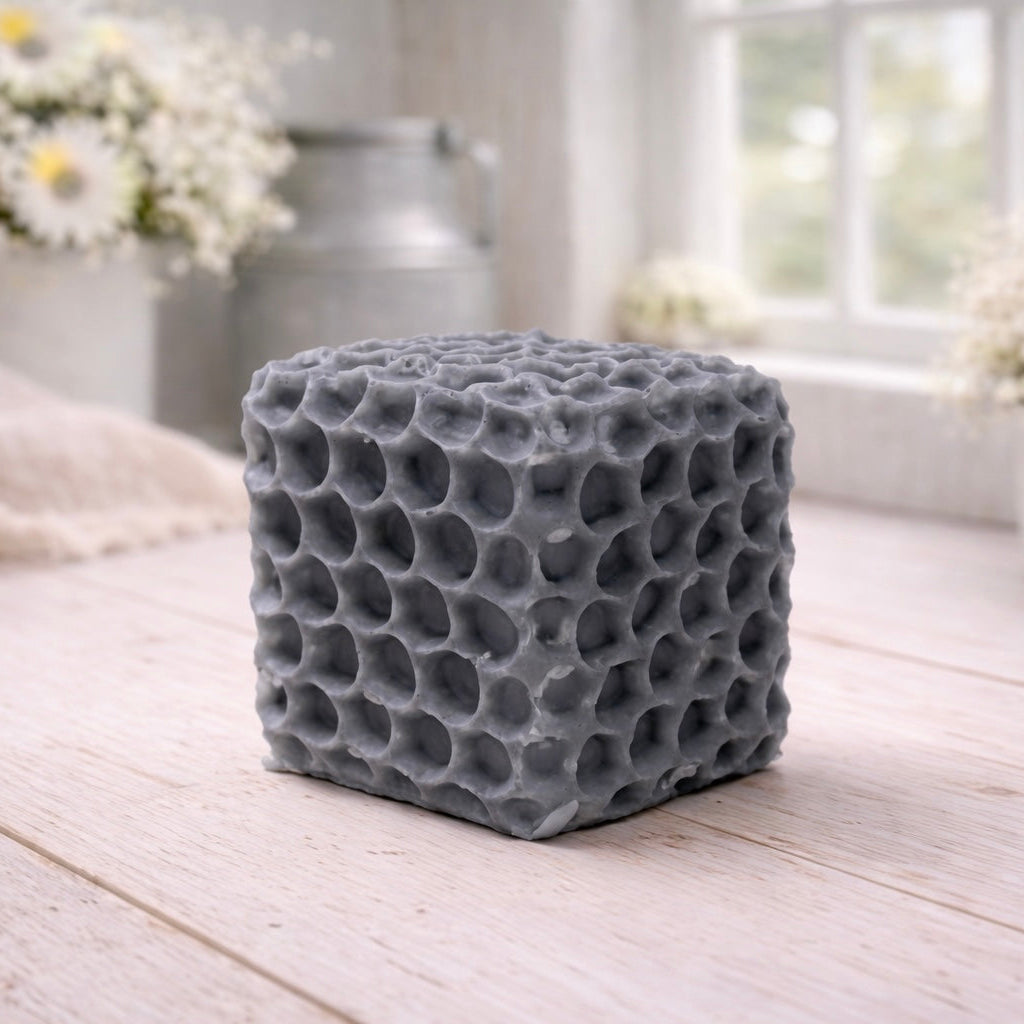 Handmade vegan soaps featuring a gorgeous honeycomb chunky design soap. crafted with natural French clays, and essential oils.