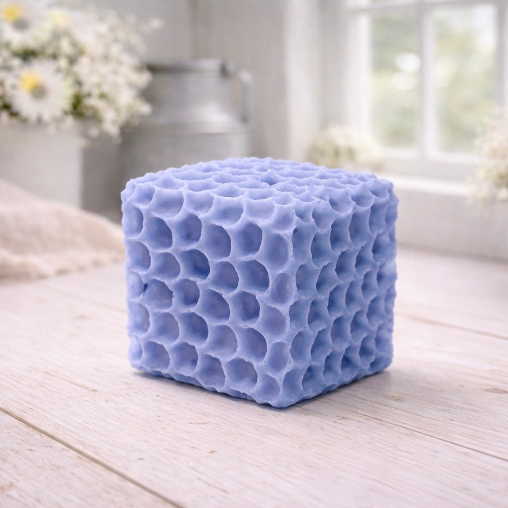 Handmade vegan soaps featuring a gorgeous honeycomb chunky design soap. crafted with natural French clays, and essential oils.
