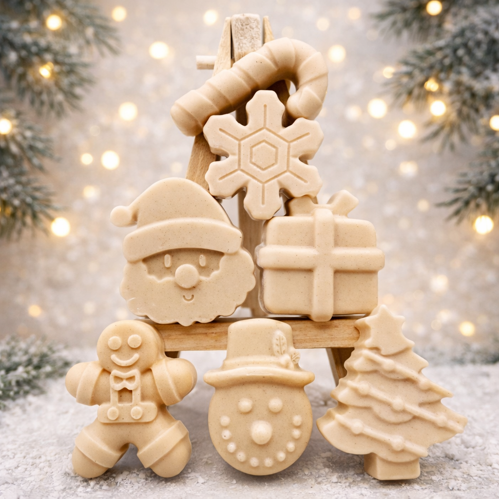 Handmade vegan Christmas  shaped vegan soaps gift boxed.