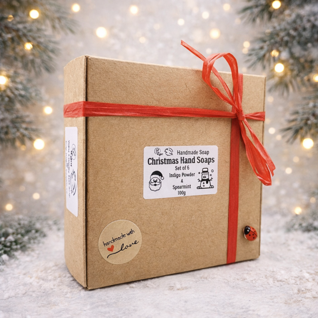 Handmade vegan Christmas  shaped vegan soaps gift boxed.