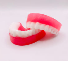 Load image into Gallery viewer, Dentist gift dental assistant gift dentist gift dental nurse gift healthcare Set of Denture vegan Soaps This fun, novelty set of denture soaps are the perfect gift for anyone in the dental industry.  Set includes top and bottom dentures infused with spearmint essential oil.  
