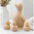 Handmade vegan soap gift set featuring a large duck soap and three little duckling soaps displayed together on a white background.