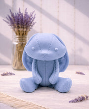 Load image into Gallery viewer, Handmade vegan soaps featuring an adorable rabbit with big floppy ears and stitching detail, in beautiful eco friendly packaging.
